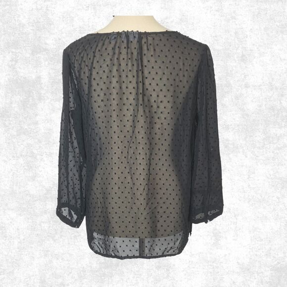Black Sheer Swiss Dot New York & Company Size M Wednesday Addams Dark Academia - Picture 4 of 5